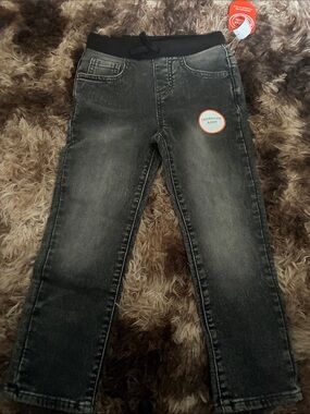 Kids Black Wash Stretch Jeans with Elastic Waist
